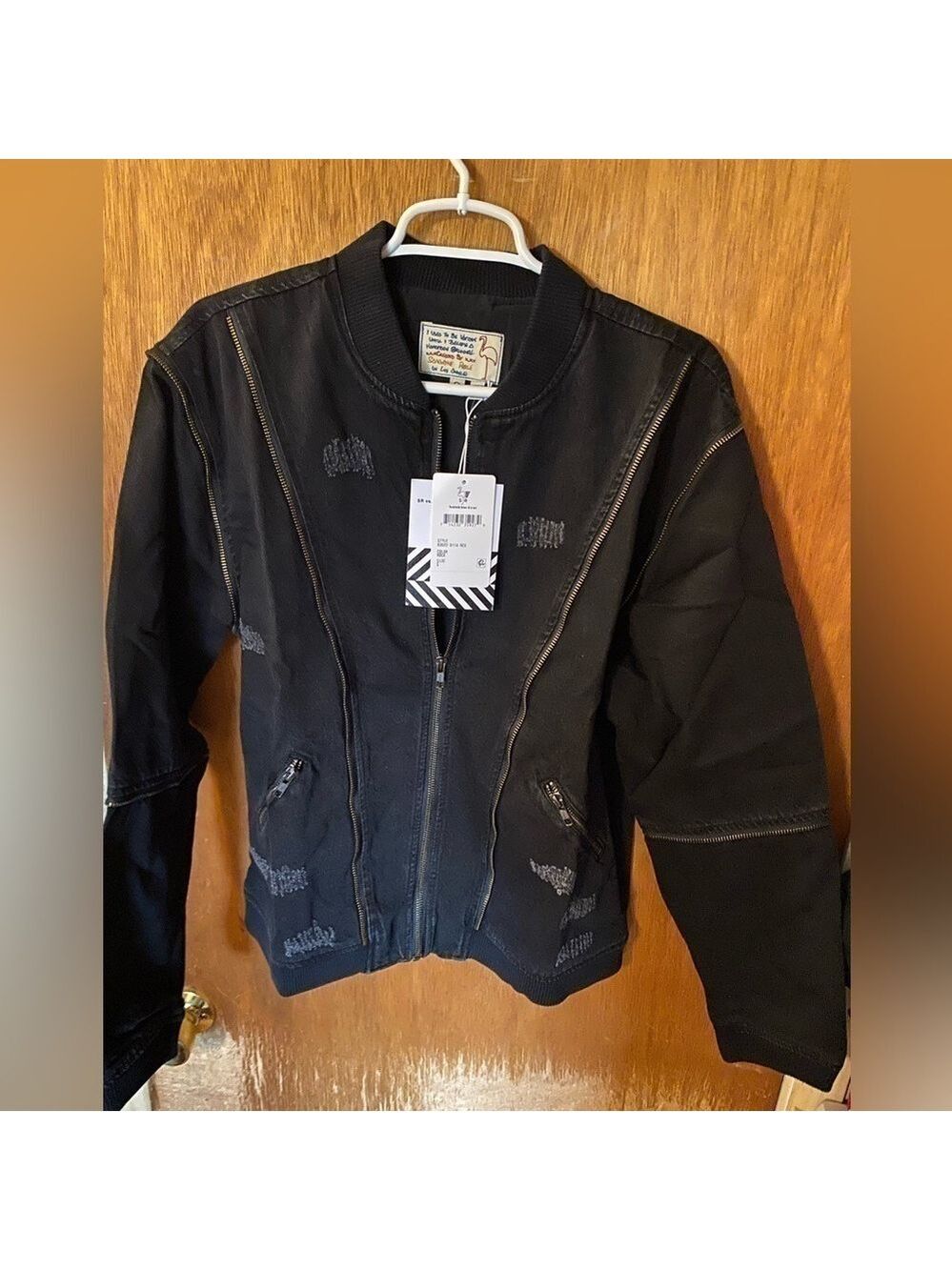 Sandrine rose black zipper bomber jacket